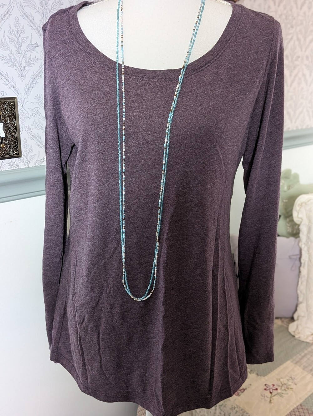 Set of 2 Aqua Blue Seed Bead Extra Long Layering Necklaces Boho